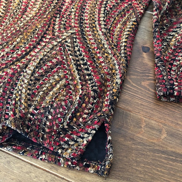 Notations Gold Multi Colored Acetate Blouse Crinkled Material - Picture 4 of 10